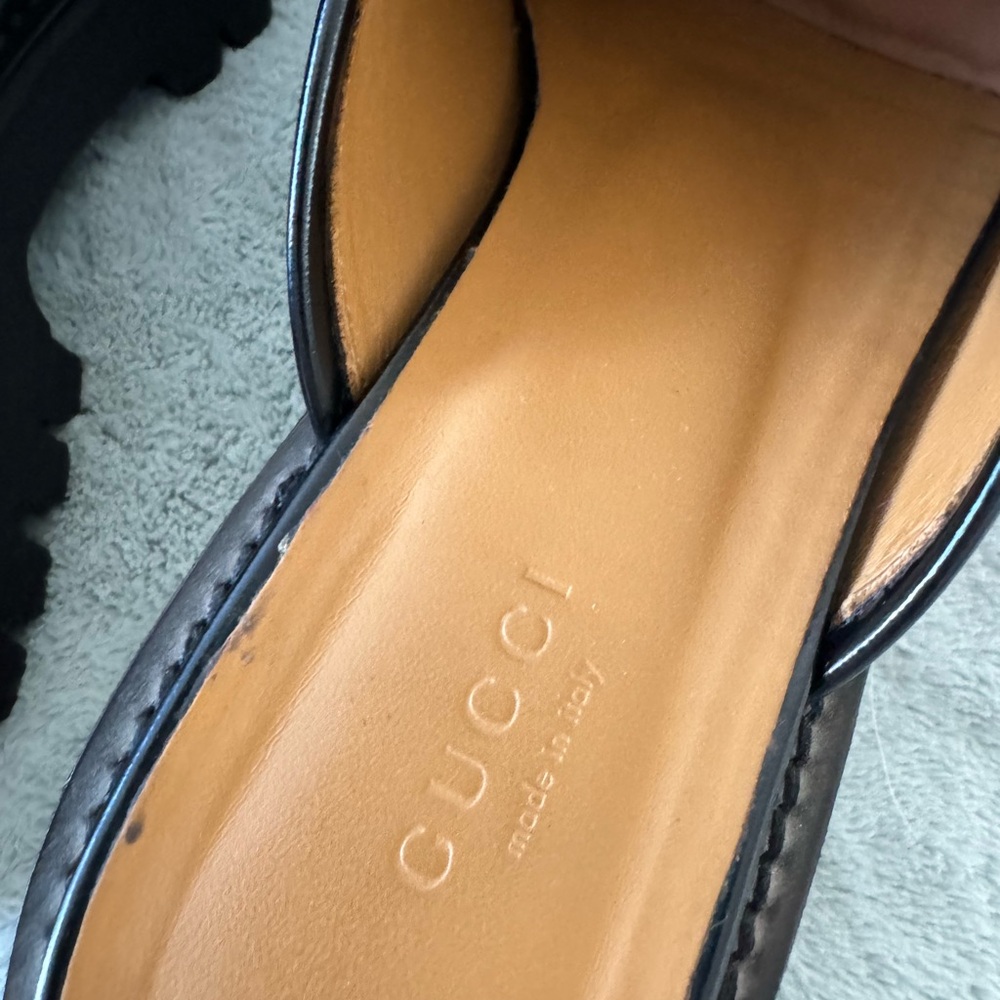 Gucci Black Leather Horsebit Mules in size 37. EUC. - Picture 6 of 10